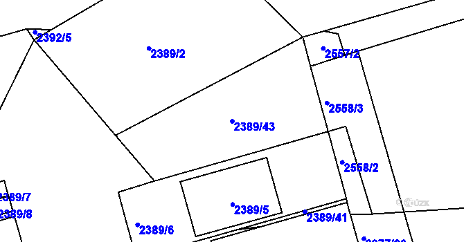 Parcela st. 2389/43 v KÚ Maloměřice, Katastrální mapa