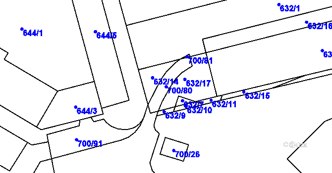 Parcela st. 700/80 v KÚ Maloměřice, Katastrální mapa