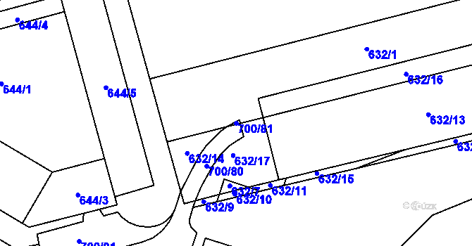 Parcela st. 700/81 v KÚ Maloměřice, Katastrální mapa