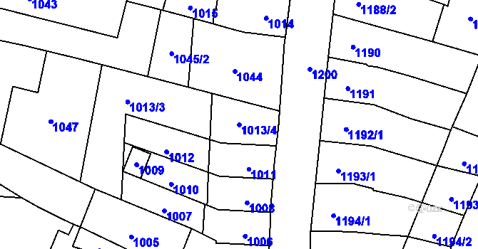 Parcela st. 1013/4 v KÚ Maloměřice, Katastrální mapa