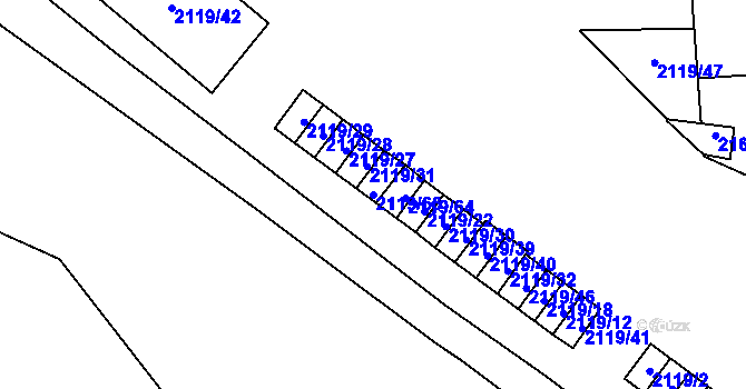 Parcela st. 2119/63 v KÚ Maloměřice, Katastrální mapa