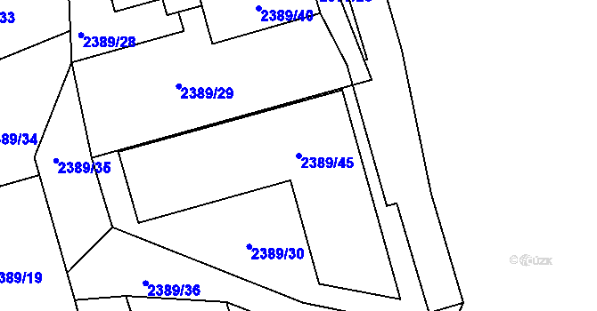 Parcela st. 2389/45 v KÚ Maloměřice, Katastrální mapa