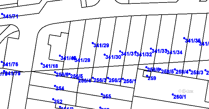 Parcela st. 341/30 v KÚ Maloměřice, Katastrální mapa
