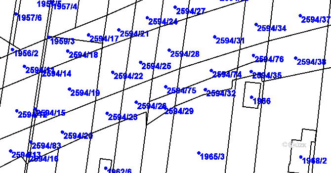 Parcela st. 2594/75 v KÚ Maloměřice, Katastrální mapa
