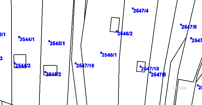Parcela st. 2546/1 v KÚ Maloměřice, Katastrální mapa