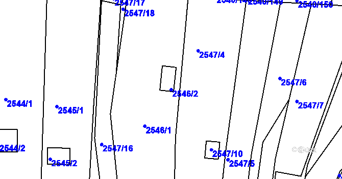 Parcela st. 2546/2 v KÚ Maloměřice, Katastrální mapa