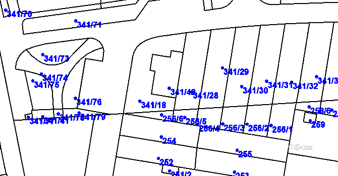 Parcela st. 341/42 v KÚ Maloměřice, Katastrální mapa