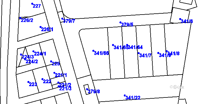 Parcela st. 341/66 v KÚ Maloměřice, Katastrální mapa