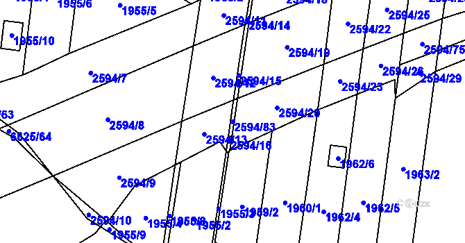 Parcela st. 2594/83 v KÚ Maloměřice, Katastrální mapa