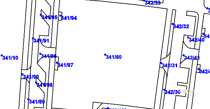 Parcela st. 341/80 v KÚ Maloměřice, Katastrální mapa