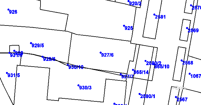 Parcela st. 927/6 v KÚ Maloměřice, Katastrální mapa