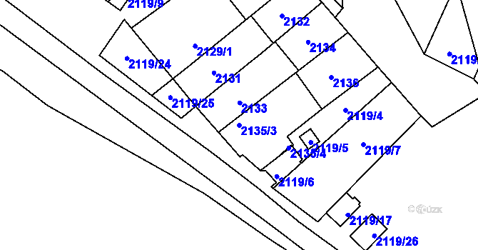 Parcela st. 2135/3 v KÚ Maloměřice, Katastrální mapa