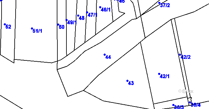 Parcela st. 44 v KÚ Obřany, Katastrální mapa