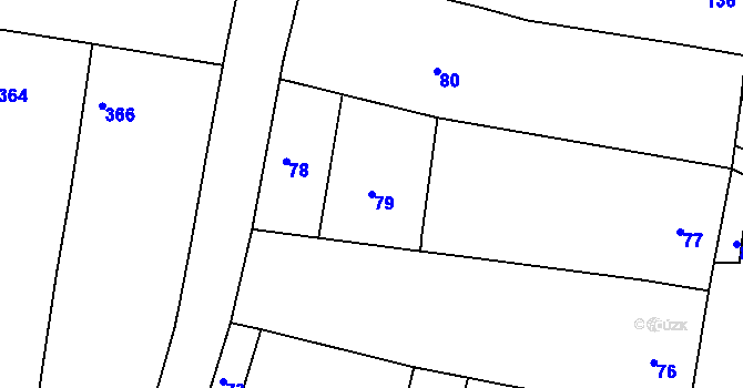 Parcela st. 79 v KÚ Obřany, Katastrální mapa