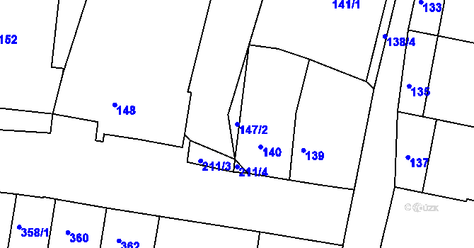 Parcela st. 147/2 v KÚ Obřany, Katastrální mapa