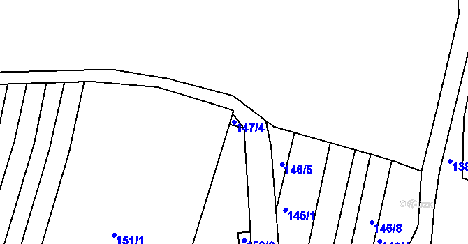 Parcela st. 147/4 v KÚ Obřany, Katastrální mapa