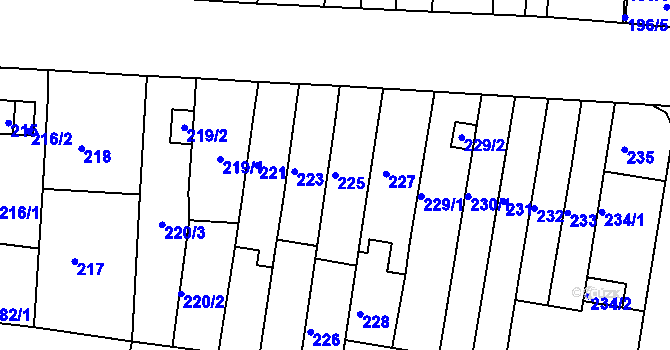 Parcela st. 225 v KÚ Obřany, Katastrální mapa