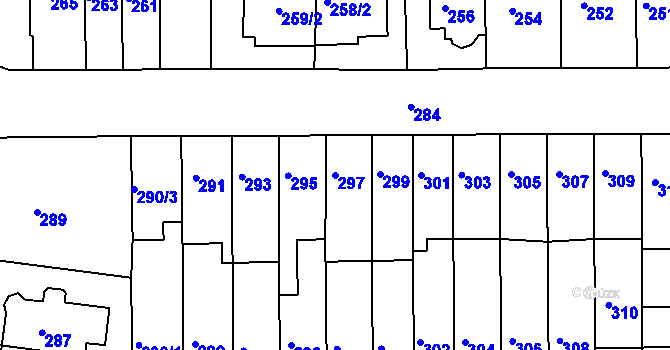 Parcela st. 297 v KÚ Obřany, Katastrální mapa