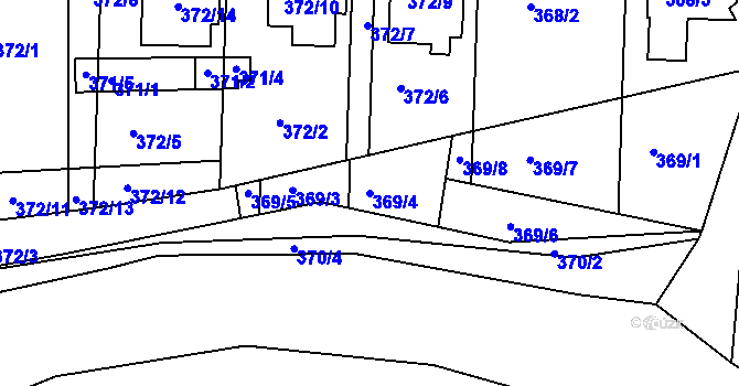Parcela st. 369/4 v KÚ Obřany, Katastrální mapa