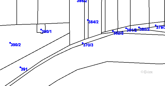 Parcela st. 370/3 v KÚ Obřany, Katastrální mapa