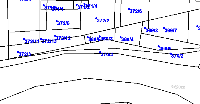 Parcela st. 370/4 v KÚ Obřany, Katastrální mapa