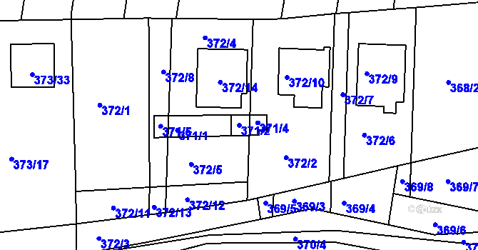 Parcela st. 371/2 v KÚ Obřany, Katastrální mapa