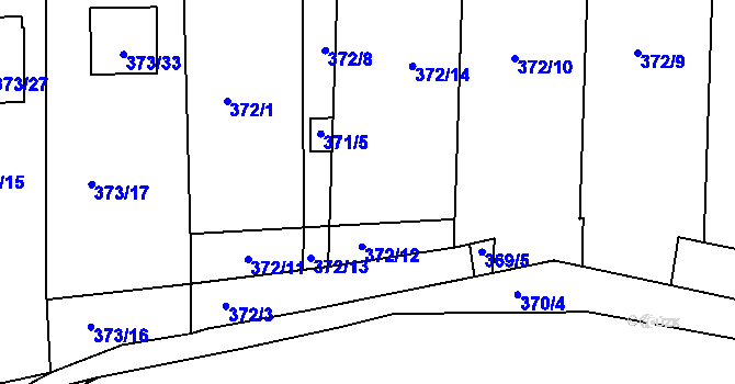 Parcela st. 372/5 v KÚ Obřany, Katastrální mapa