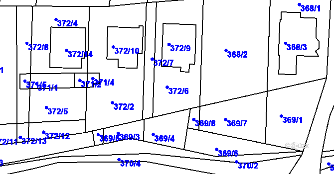 Parcela st. 372/6 v KÚ Obřany, Katastrální mapa