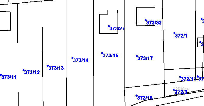 Parcela st. 373/15 v KÚ Obřany, Katastrální mapa