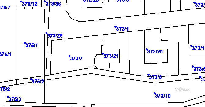 Parcela st. 373/21 v KÚ Obřany, Katastrální mapa