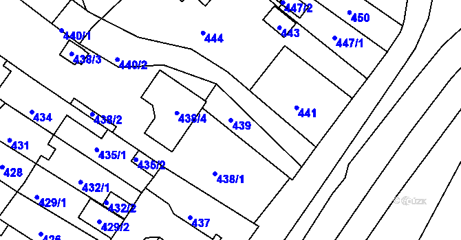 Parcela st. 439 v KÚ Obřany, Katastrální mapa