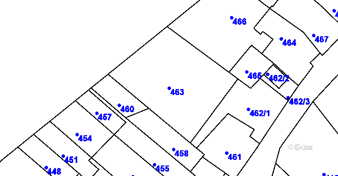 Parcela st. 463 v KÚ Obřany, Katastrální mapa