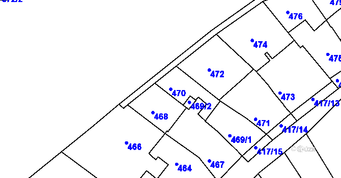 Parcela st. 470 v KÚ Obřany, Katastrální mapa