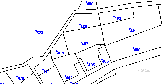 Parcela st. 487 v KÚ Obřany, Katastrální mapa