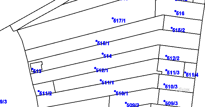 Parcela st. 514 v KÚ Obřany, Katastrální mapa