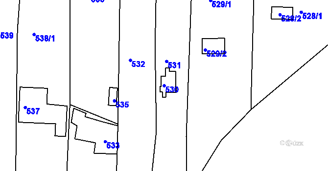 Parcela st. 530 v KÚ Obřany, Katastrální mapa