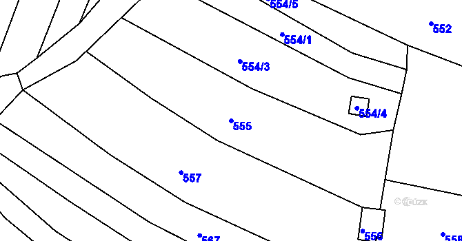 Parcela st. 555 v KÚ Obřany, Katastrální mapa