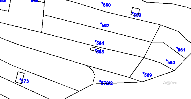 Parcela st. 568 v KÚ Obřany, Katastrální mapa