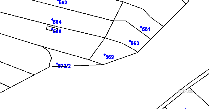 Parcela st. 569 v KÚ Obřany, Katastrální mapa