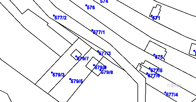 Parcela st. 577/3 v KÚ Obřany, Katastrální mapa
