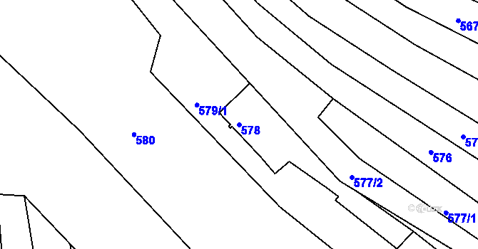 Parcela st. 578 v KÚ Obřany, Katastrální mapa
