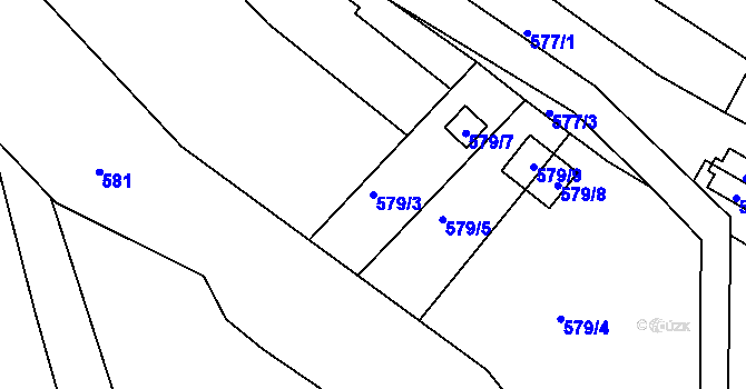 Parcela st. 579/3 v KÚ Obřany, Katastrální mapa