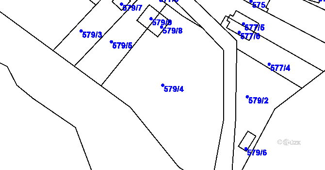 Parcela st. 579/4 v KÚ Obřany, Katastrální mapa