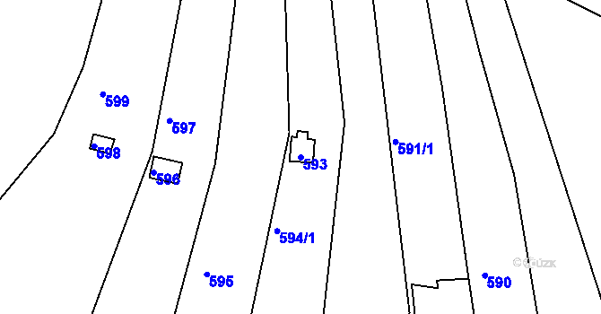 Parcela st. 593 v KÚ Obřany, Katastrální mapa