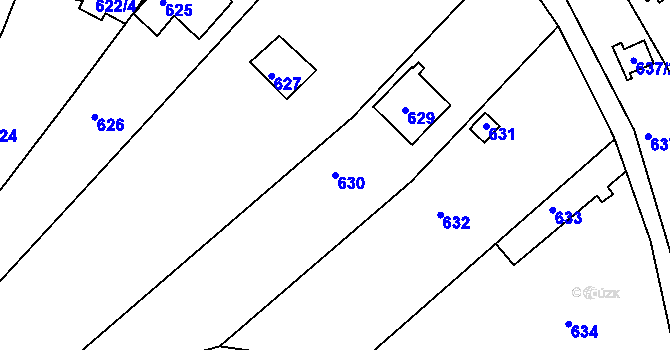Parcela st. 630 v KÚ Obřany, Katastrální mapa