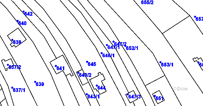 Parcela st. 646/1 v KÚ Obřany, Katastrální mapa