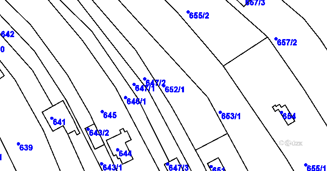 Parcela st. 652/1 v KÚ Obřany, Katastrální mapa
