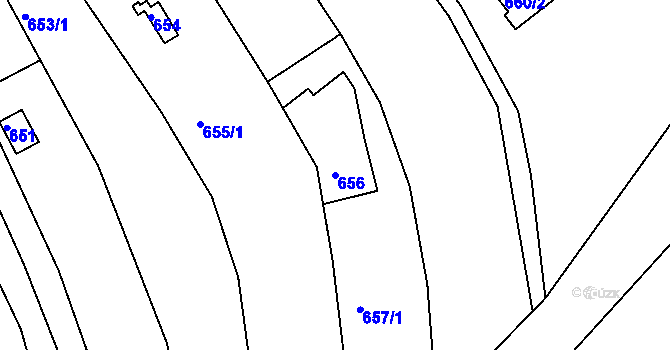 Parcela st. 656 v KÚ Obřany, Katastrální mapa