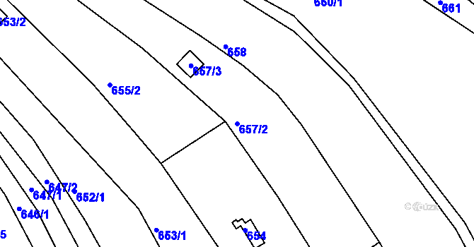 Parcela st. 657/2 v KÚ Obřany, Katastrální mapa