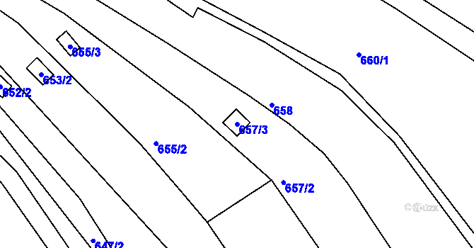 Parcela st. 657/3 v KÚ Obřany, Katastrální mapa